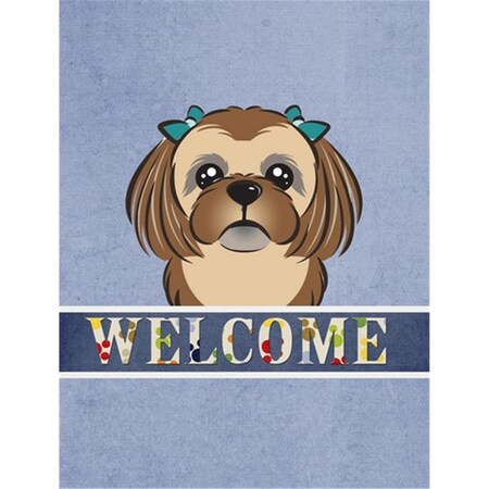 Carolines Treasures Chocolate Brown Shih Tzu Welcome Flag Canvas House Size BB1435CHF